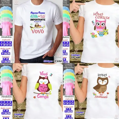 01 Camiseta Adulto Infantil Avós Personalizada