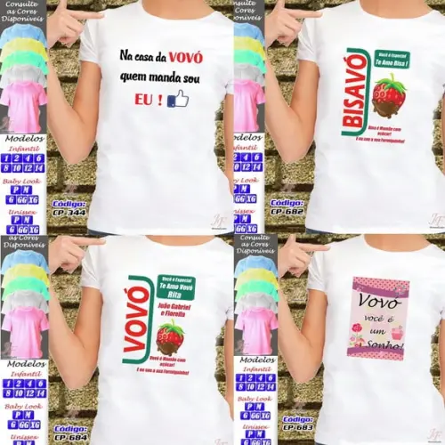 01 Camiseta Adulto Infantil Avós Personalizada