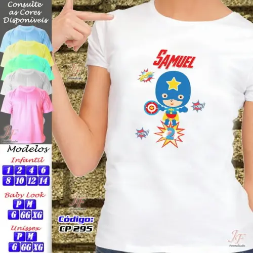 01 Camiseta Adulto Infantil Capitão América Personalizada