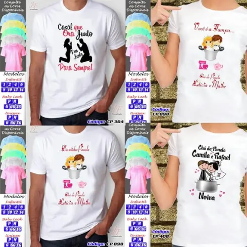 01 Camiseta Adulto Infantil Chá Bar Noivado Personalizada
