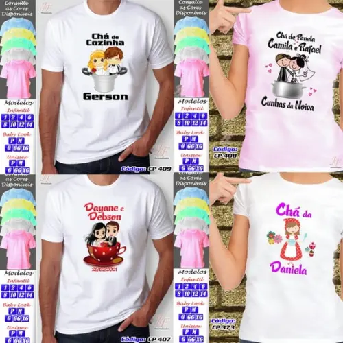 01 Camiseta Adulto Infantil Chá de Lingerie Personalizada