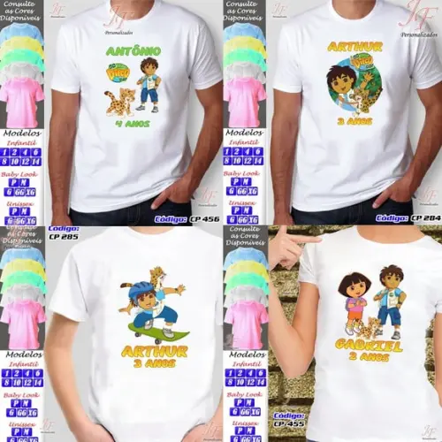 01 Camiseta Adulto Infantil Diego Personalizada