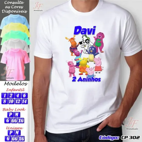01 Camiseta Adulto Infantil Doki Personalizada