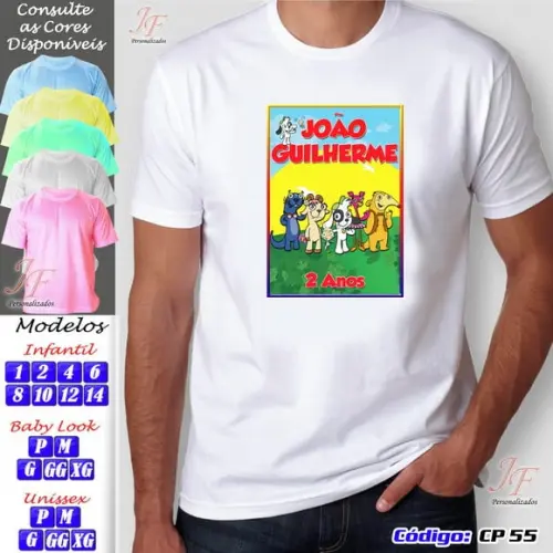 01 Camiseta Adulto Infantil Doki Personalizada