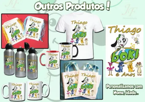 01 Camiseta Adulto Infantil Doki Personalizada