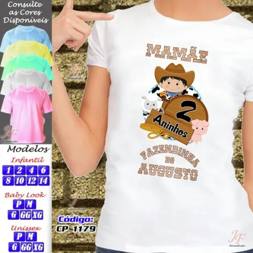 01 Camiseta Adulto Infantil Fazendinha Personalizada