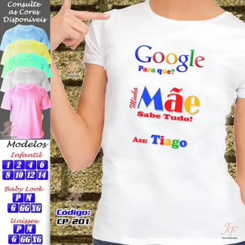 01 Camiseta Adulto Infantil Google Personalizada