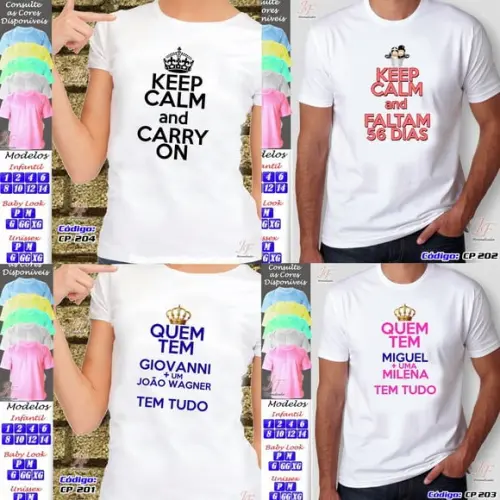 01 Camiseta Adulto Infantil Keep Calm Personalizada