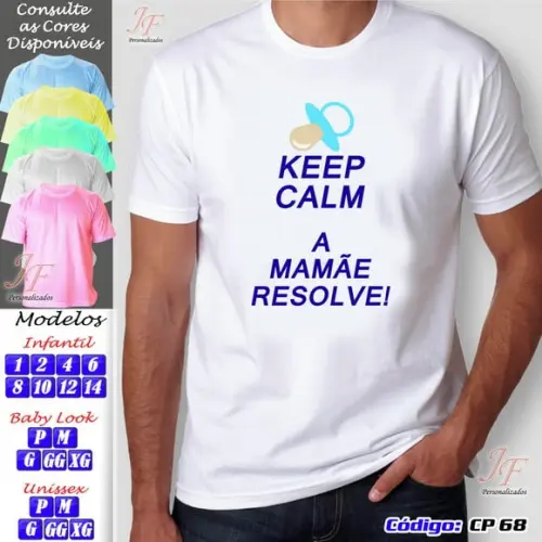 01 Camiseta Adulto Infantil Keep Calm Personalizada