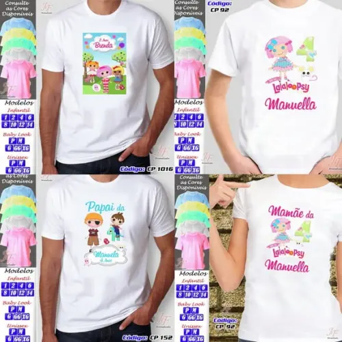 01 Camiseta Adulto Infantil Lalaloopsy Personalizada