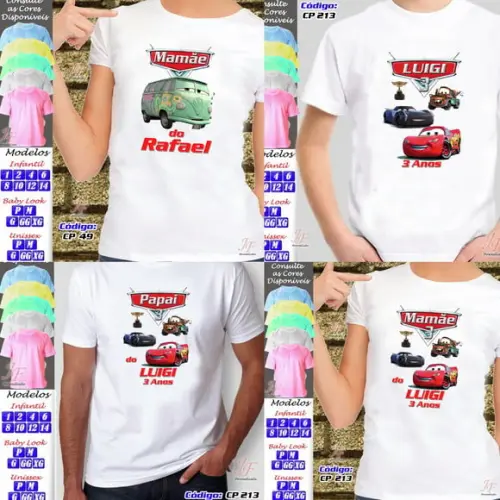 01 Camiseta Adulto Infantil Macqueen Carros Personalizada