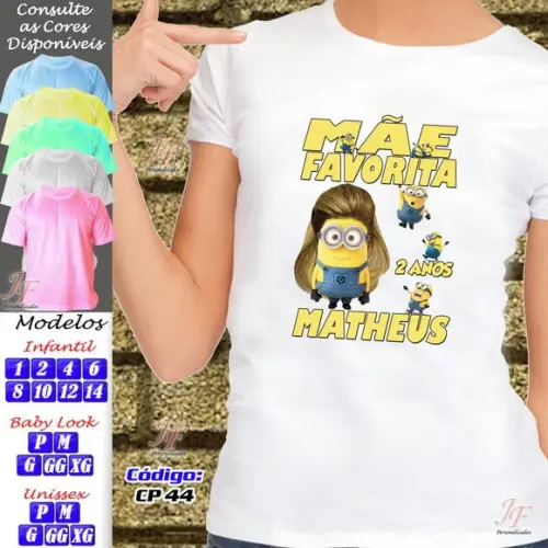 01 Camiseta Adulto Infantil Minions Personalizada