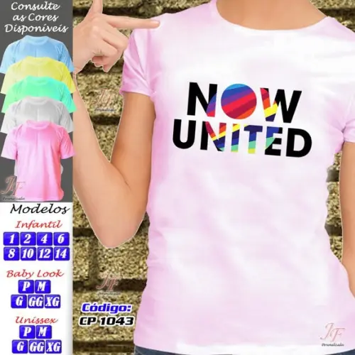 01 Camiseta Adulto Infantil Now United Personalizada
