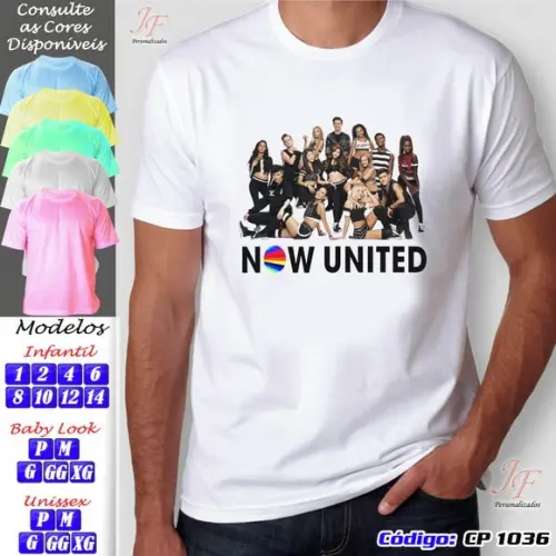 01 Camiseta Adulto Infantil Now United Personalizada