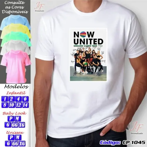 01 Camiseta Adulto Infantil Now United Personalizada