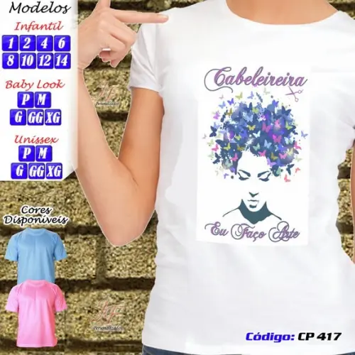 01 Camiseta Adulto Infantil Personalizada Cabeleireira
