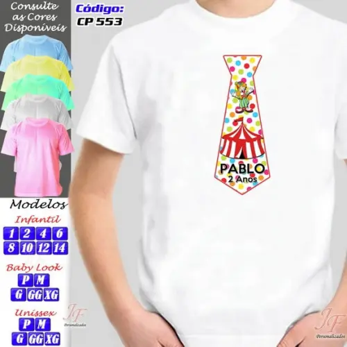 01 Camiseta Adulto Infantil Personalizada Circo