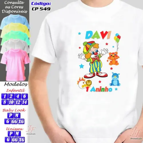 01 Camiseta Adulto Infantil Personalizada Circo