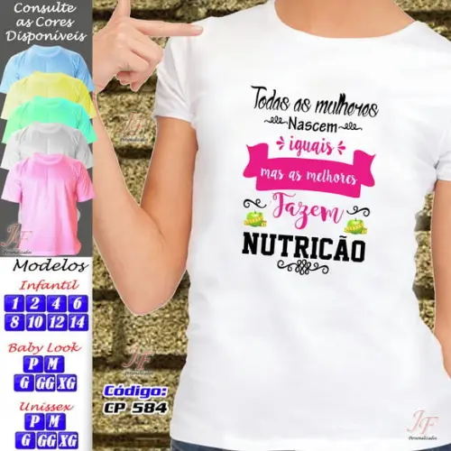 01 Camiseta Adulto Infantil Personalizada Curso Nutrição