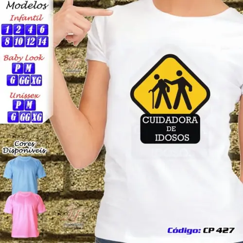 01 Camiseta Adulto Infantil Personalizada Cuidador de Idosos