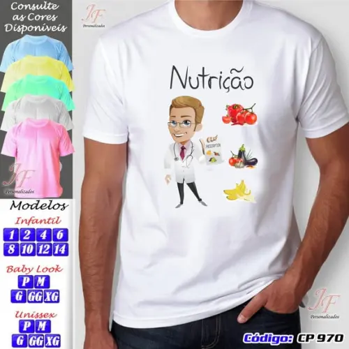 01 Camiseta Adulto Infantil Personalizada Curso Nutrição