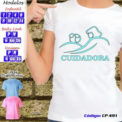01 Camiseta Adulto Infantil Personalizada Cuidador de Idosos