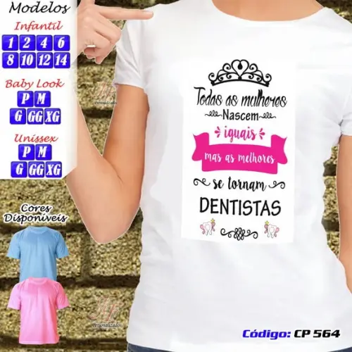 01 Camiseta Adulto Infantil Personalizada Curso Odontologia