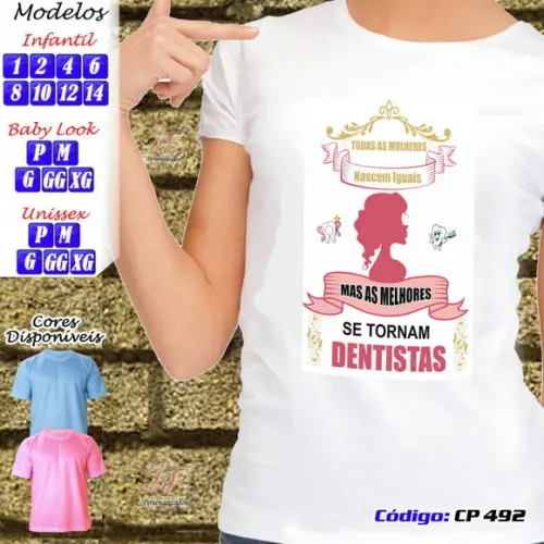 01 Camiseta Adulto Infantil Personalizada Curso Odontologia