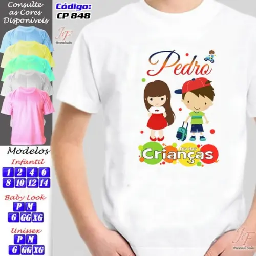 01 Camiseta Adulto Infantil Personalizada Dia das Crianças