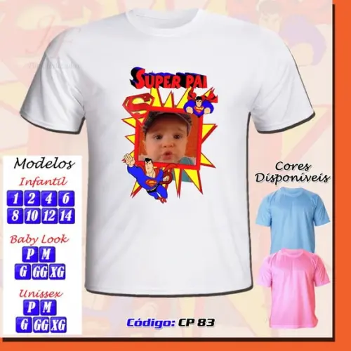 01 Camiseta Adulto Infantil Personalizada Dia dos Pais