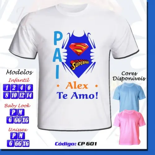 01 Camiseta Adulto Infantil Personalizada Dia dos Pais