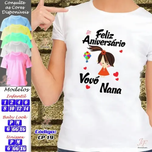 01 Camiseta Adulto Infantil Personalizada Feliz Aniversário