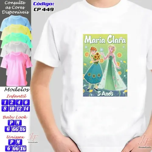 01 Camiseta Adulto Infantil Personalizada Frozen