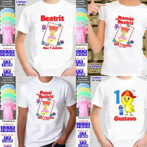01 Camiseta Adulto Infantil Personalizada Galinha Pintadinha