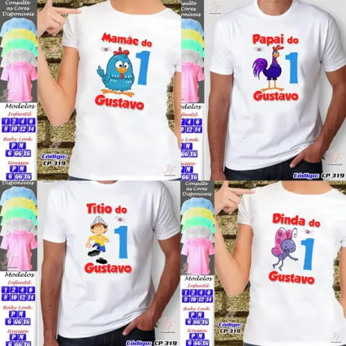 01 Camiseta Adulto Infantil Personalizada Galinha Pintadinha