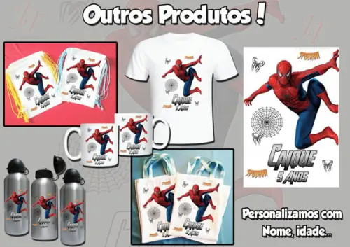 01 Camiseta Adulto Infantil Personalizada Homem Aranha
