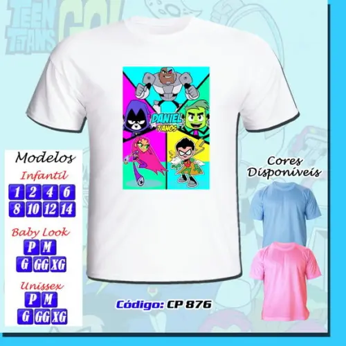 01 Camiseta Adulto Infantil Personalizada Jovens Titans