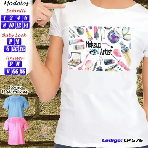 01 Camiseta Adulto Infantil Personalizada Maquiadora