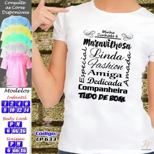 01 Camiseta Adulto Infantil Personalizada Minha Cunhada