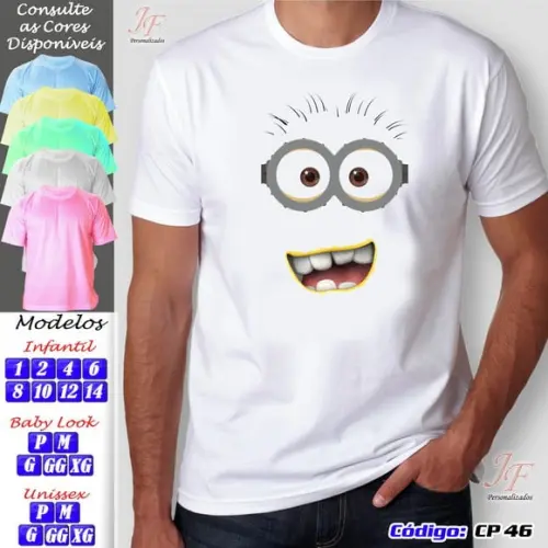 01 Camiseta Adulto Infantil Personalizada Minions