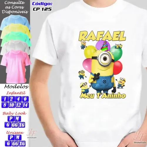 01 Camiseta Adulto Infantil Personalizada Minions