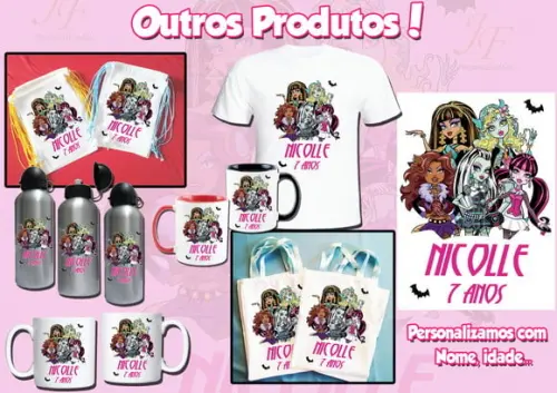 01 Camiseta Adulto Infantil Personalizada Monster High