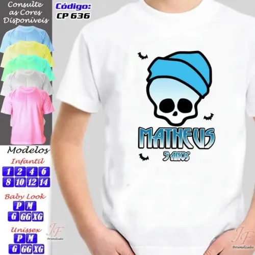 01 Camiseta Adulto Infantil Personalizada Monster High