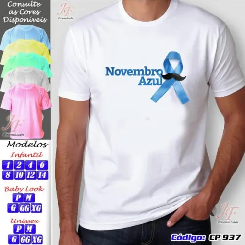 01 Camiseta Adulto Infantil Personalizada Novembro Azul