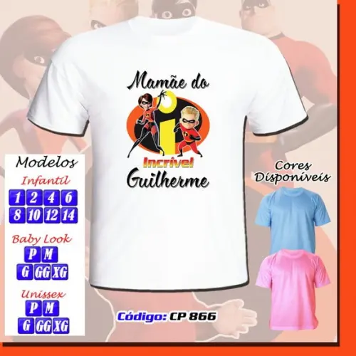 01 Camiseta Adulto Infantil Personalizada Os Incríveis