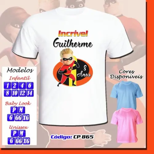 01 Camiseta Adulto Infantil Personalizada Os Incríveis