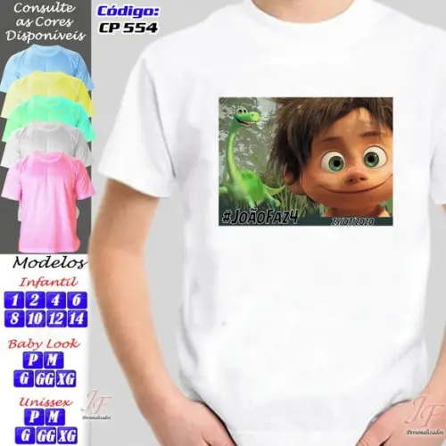 01 Camiseta Adulto Infantil Personalizada O Bom Dinossauro