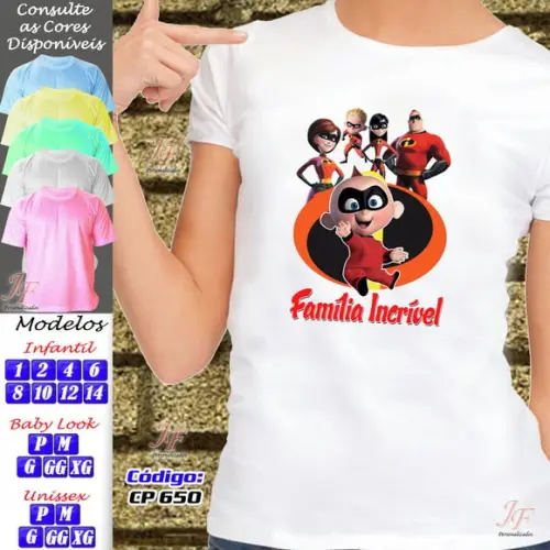 01 Camiseta Adulto Infantil Personalizada Os Incríveis