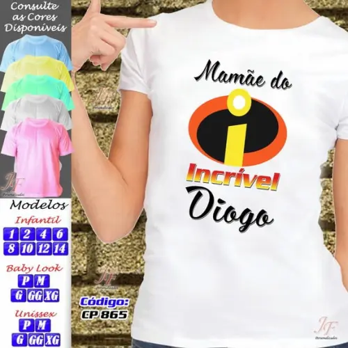 01 Camiseta Adulto Infantil Personalizada Os Incríveis