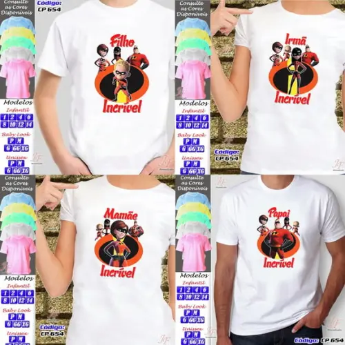 01 Camiseta Adulto Infantil Personalizada Os Incríveis